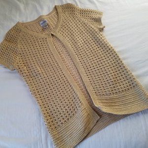 Chicos Womens Size 0 SS Open Weave Cardigan